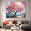 Abstract Blossom Tree Oil Painting, Colorful Floral Wall Art-0120