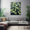 7 Eucalyptus Leaf Painting, Sage Botanical Wall Art, Neutral Impasto Canvas, Scandinavian Bedroom Decor-0147