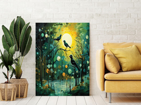 mockup 1 (16) Bird and Blossom Canvas print Art, Floral Branch Painting, Spring Home Decor-0158