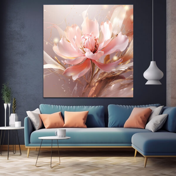 mockup 1 (3) Textured Floral Painting on Canvas: Beige Abstract Flower Wall Art-0139