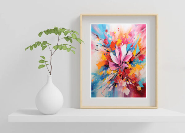 Flower Abstract Oil Painting Elegant Abstract Floral Neutral Tones Textured Wall Art-0154