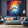 Colorful Birds on a Wire Canvas Wall Art Print Modern Abstract Living Room Decor-0156