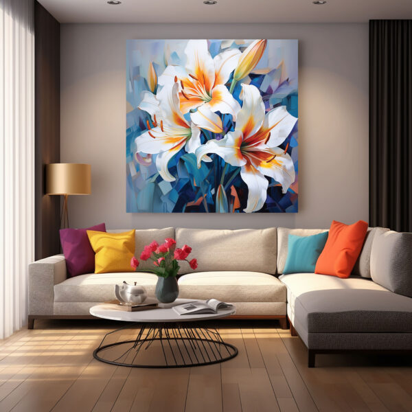 mockup 1 (5) Abstract Flower Painting on Canvas Vibrant Nature Decor Large Living room Wall Art-0127