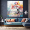 Custom Wall Art, Abstract Rainbow Tree Wall Art, Boho Wall Décor, Living room Wall Decor-0146