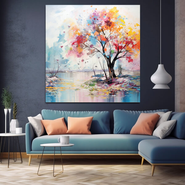 Custom Wall Art, Abstract Rainbow Tree Wall Art, Boho Wall Décor, Living room Wall Decor-0146