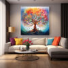 mockup 1 (5) Abstract Blossom Tree Oil Painting, Colorful Floral Wall Art-0150