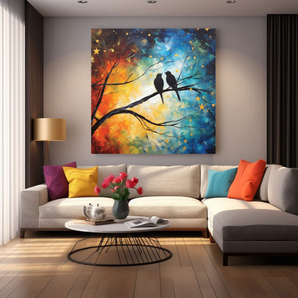 Vintage Spring Blossoms Canvas, Bird and Flower Wall Art, Pastel Floral Canvas, Nature Home Decoration-0159