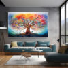 mockup 1 (7) Abstract Blossom Tree Oil Painting, Colorful Floral Wall Art-0150