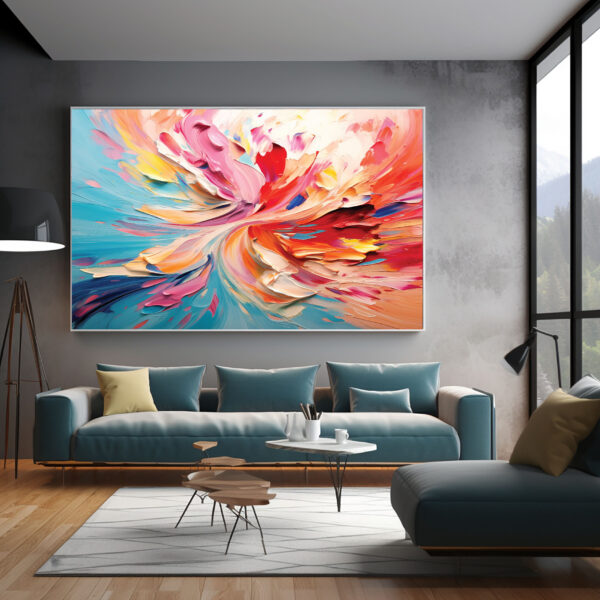Abstract Landscape Painting And Colorful Wall Art Textured Nature Canvas-0151