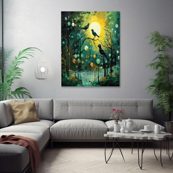 mockup 1 (9) Bird and Blossom Canvas print Art, Floral Branch Painting, Spring Home Decor-0158