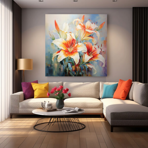 mockup 1 (9) Abstract Flower Painting on Canvas Vibrant Nature Decor Large Living room Wall Art-0127