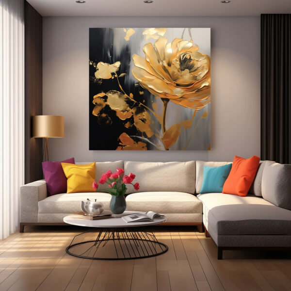 mockup 7 copy Gold Black Abstract Canvas Art, Modern Neutral Painting, Luxury Home Decor-0135