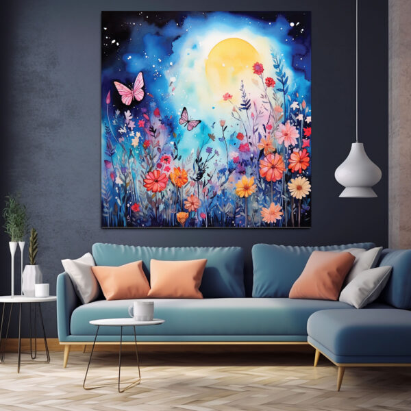 mockup 1 (4) Vibrant Floral Bouquet Canvas, Colorful Abstract Flower Printing, Bright Garden Wall Art-0166