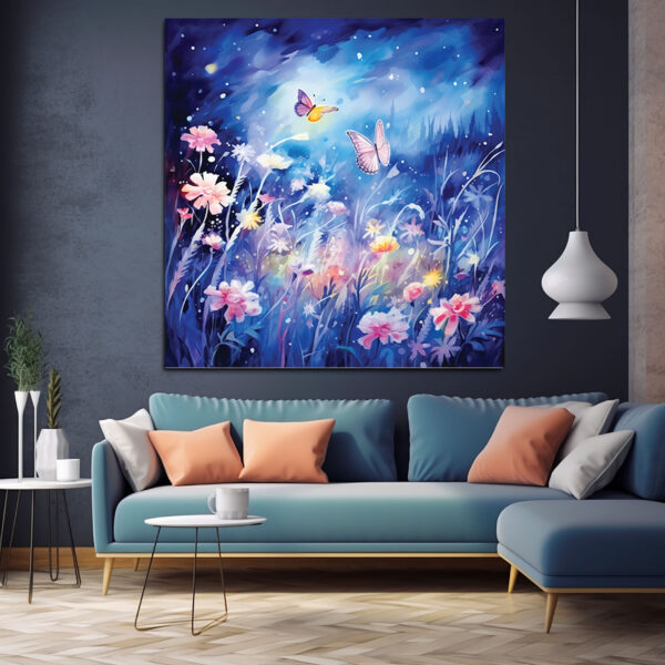 mockup 1 (6) Blue Floral Wall Art Prints , Modern Botanical Posters, Elegant Flower Artwork-0167