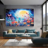 mockup 1 (8) Vibrant Floral Bouquet Canvas, Colorful Abstract Flower Printing, Bright Garden Wall Art-0166